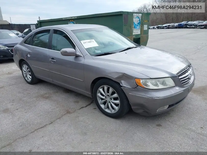 2008 Hyundai Azera Limited VIN: KMHFC46F98A294231 Lot: 44730072