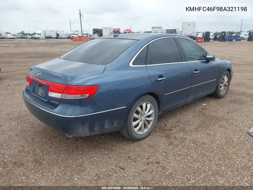2008 Hyundai Azera Limited VIN: KMHFC46F98A321198 Lot: 45243409