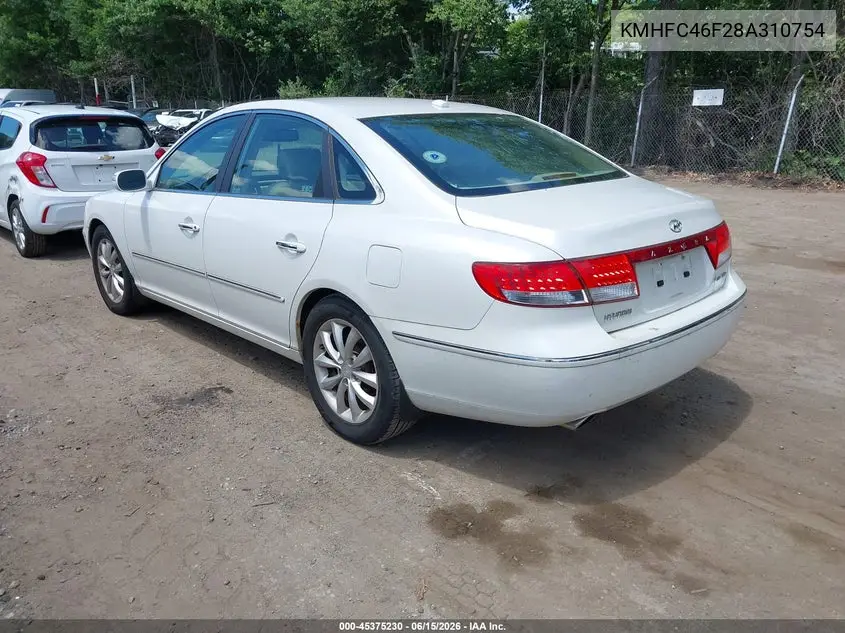 2008 Hyundai Azera Limited VIN: KMHFC46F28A310754 Lot: 45375230