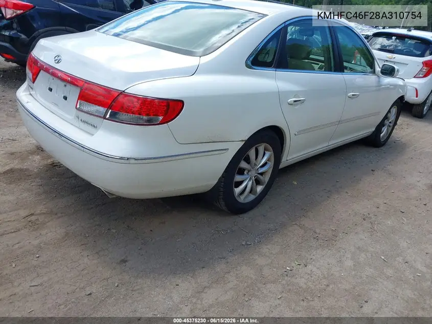 2008 Hyundai Azera Limited VIN: KMHFC46F28A310754 Lot: 45375230
