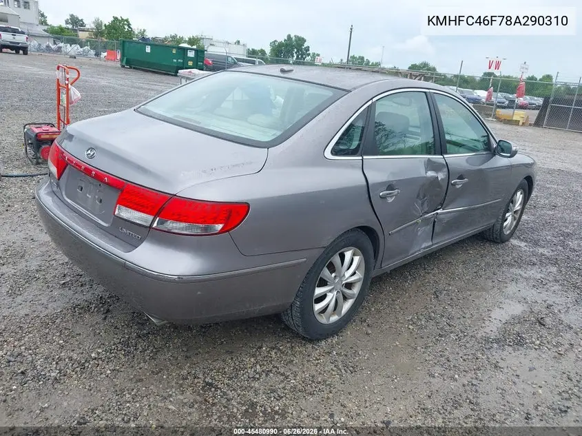 2008 Hyundai Azera Limited VIN: KMHFC46F78A290310 Lot: 45480990