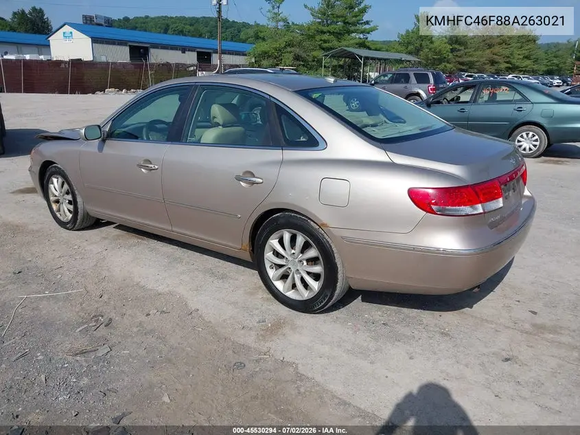 2008 Hyundai Azera Limited VIN: KMHFC46F88A263021 Lot: 45530294