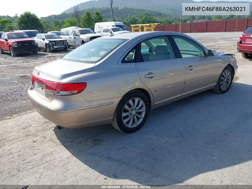 2008 Hyundai Azera Limited VIN: KMHFC46F88A263021 Lot: 45530294