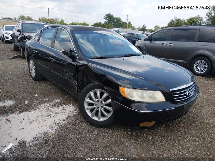 2008 Hyundai Azera Limited VIN: KMHFC46F88A287643 Lot: 45555159