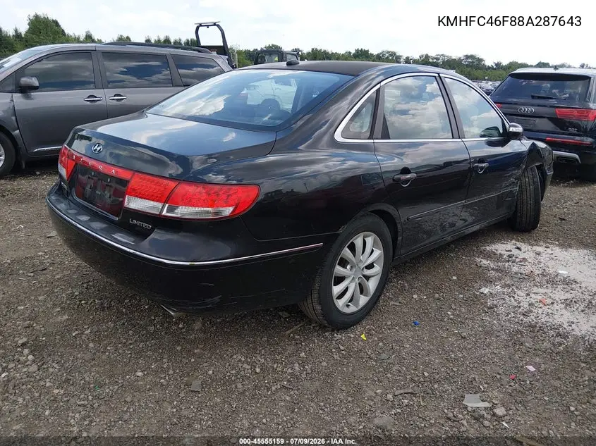 2008 Hyundai Azera Limited VIN: KMHFC46F88A287643 Lot: 45555159