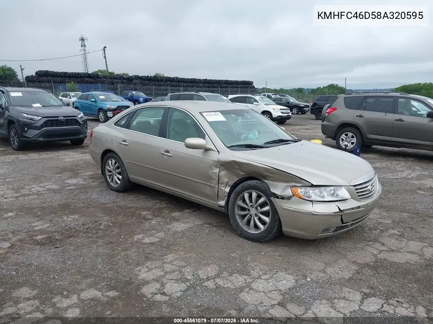 2008 Hyundai Azera Gls VIN: KMHFC46D58A320595 Lot: 45561079