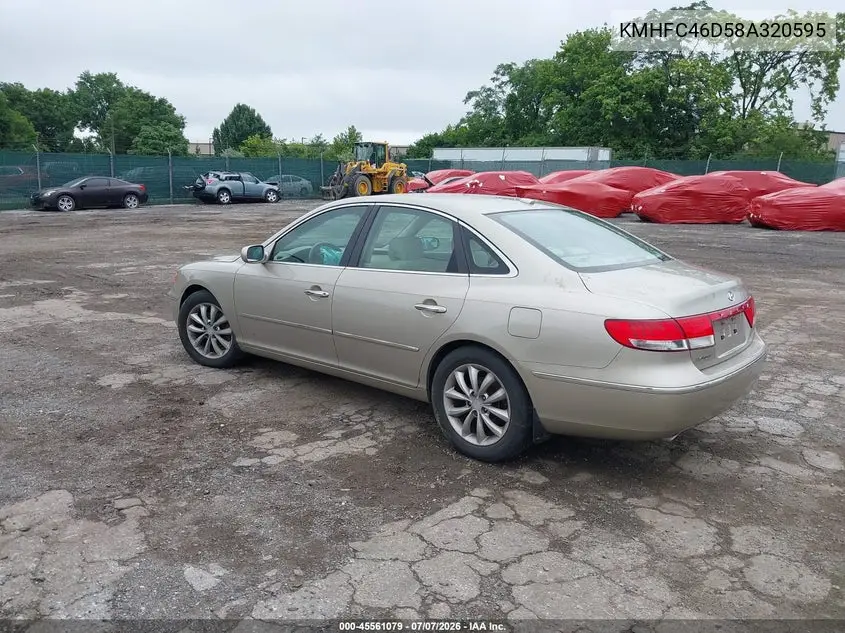 2008 Hyundai Azera Gls VIN: KMHFC46D58A320595 Lot: 45561079