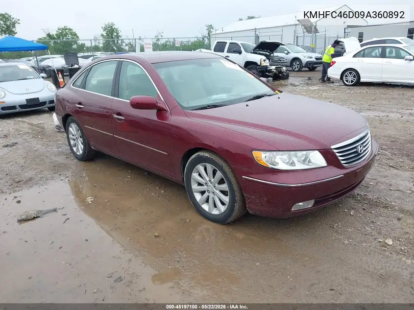 2009 Hyundai Azera Gls VIN: KMHFC46D09A360892 Lot: 45197100