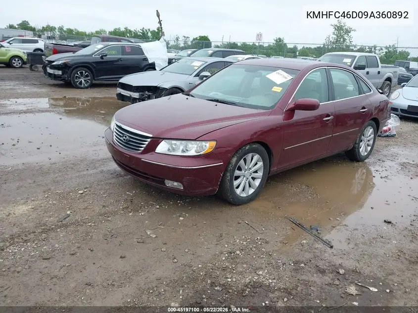 2009 Hyundai Azera Gls VIN: KMHFC46D09A360892 Lot: 45197100