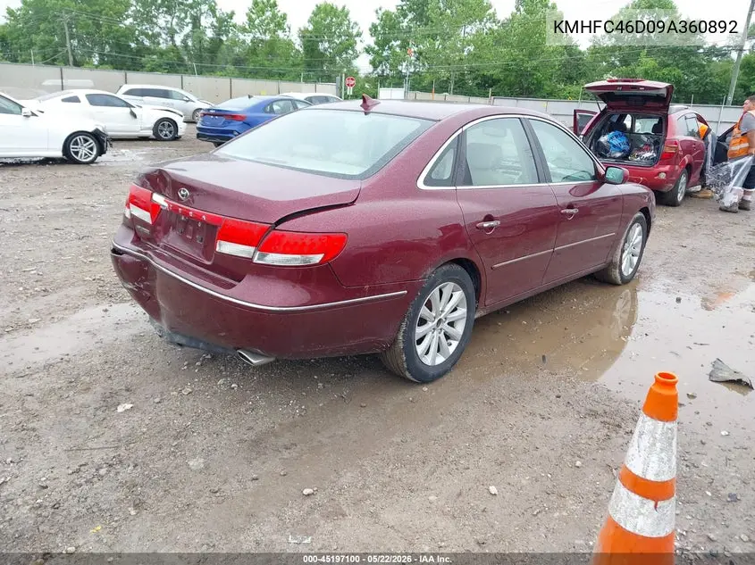 2009 Hyundai Azera Gls VIN: KMHFC46D09A360892 Lot: 45197100