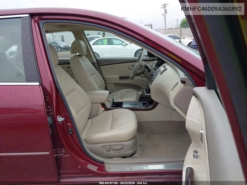 2009 Hyundai Azera Gls VIN: KMHFC46D09A360892 Lot: 45197100