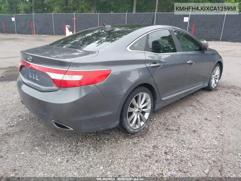 2012 Hyundai Azera VIN: KMHFH4JGXCA125958 Lot: 45234819