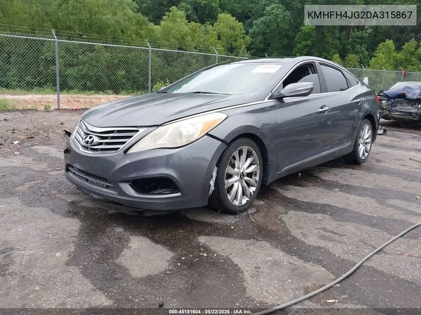 2013 Hyundai Azera VIN: KMHFH4JG2DA315867 Lot: 45181604
