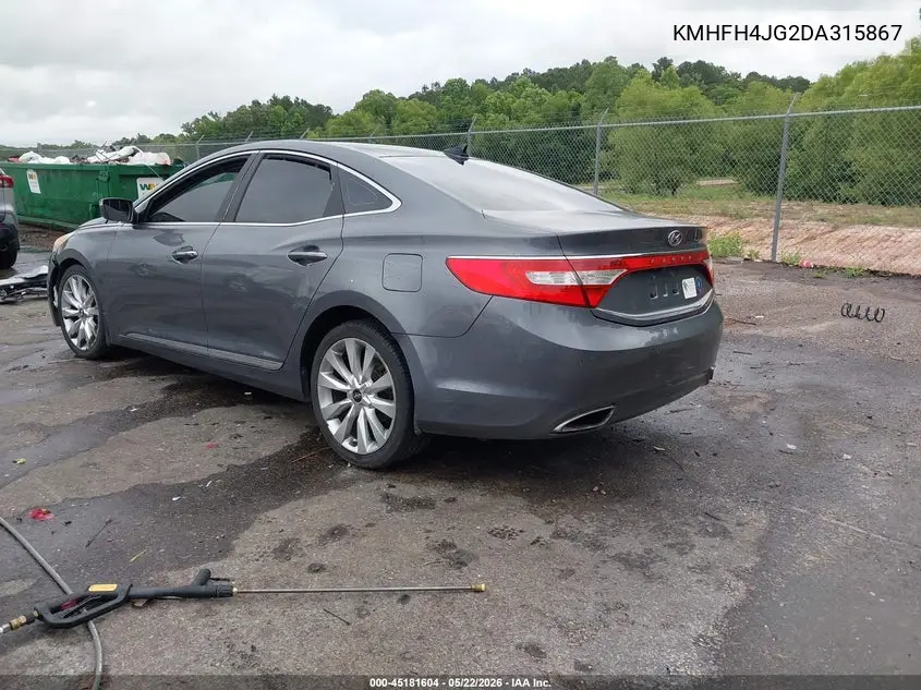 2013 Hyundai Azera VIN: KMHFH4JG2DA315867 Lot: 45181604