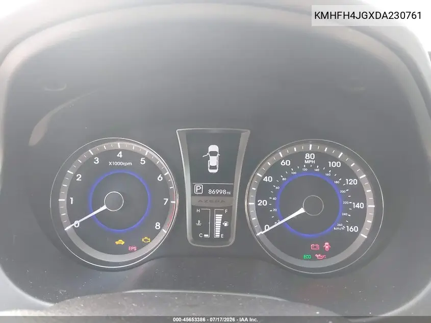 2013 Hyundai Azera VIN: KMHFH4JGXDA230761 Lot: 45653386