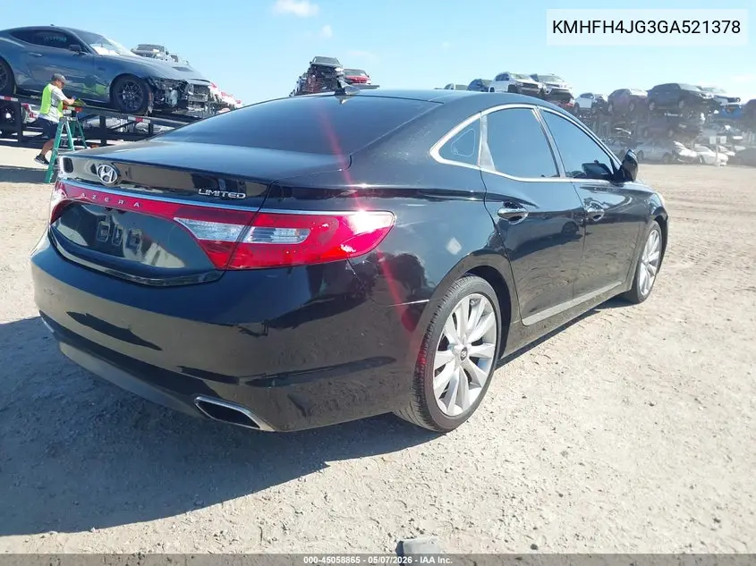 2016 Hyundai Azera Limited VIN: KMHFH4JG3GA521378 Lot: 45058865
