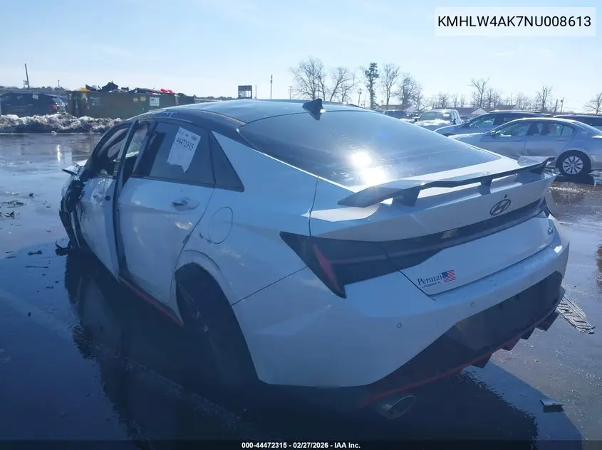 2022 Hyundai Elantra N VIN: KMHLW4AK7NU008613 Lot: 44472315