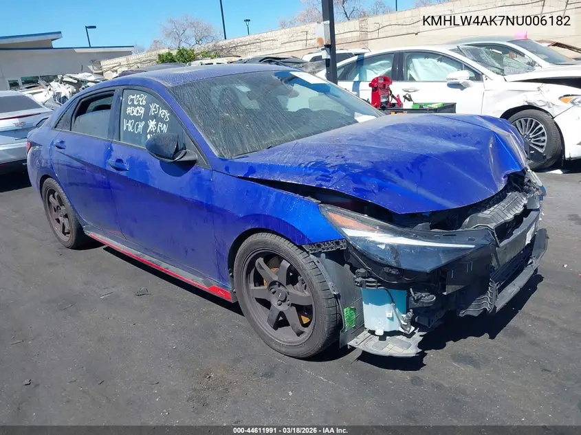 2022 Hyundai Elantra N VIN: KMHLW4AK7NU006182 Lot: 44611991
