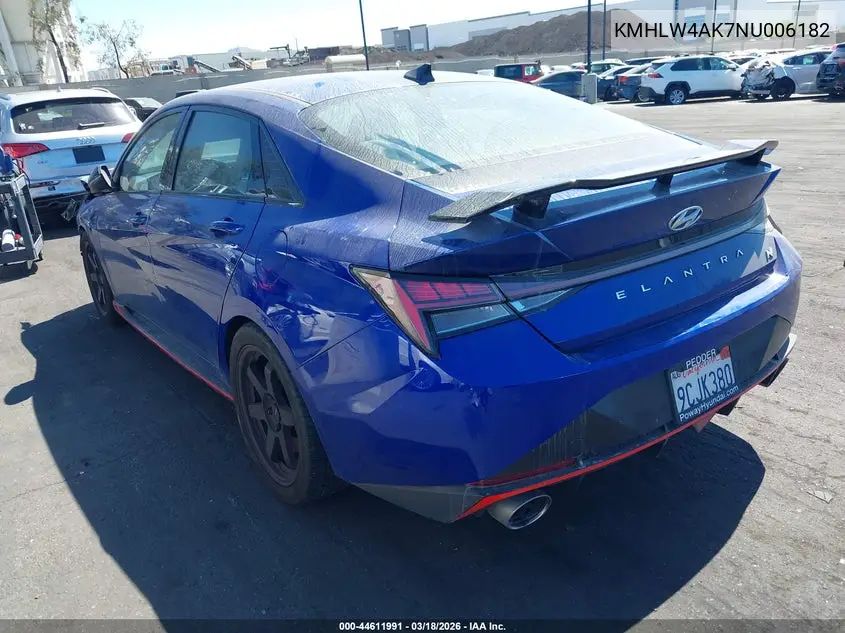 2022 Hyundai Elantra N VIN: KMHLW4AK7NU006182 Lot: 44611991