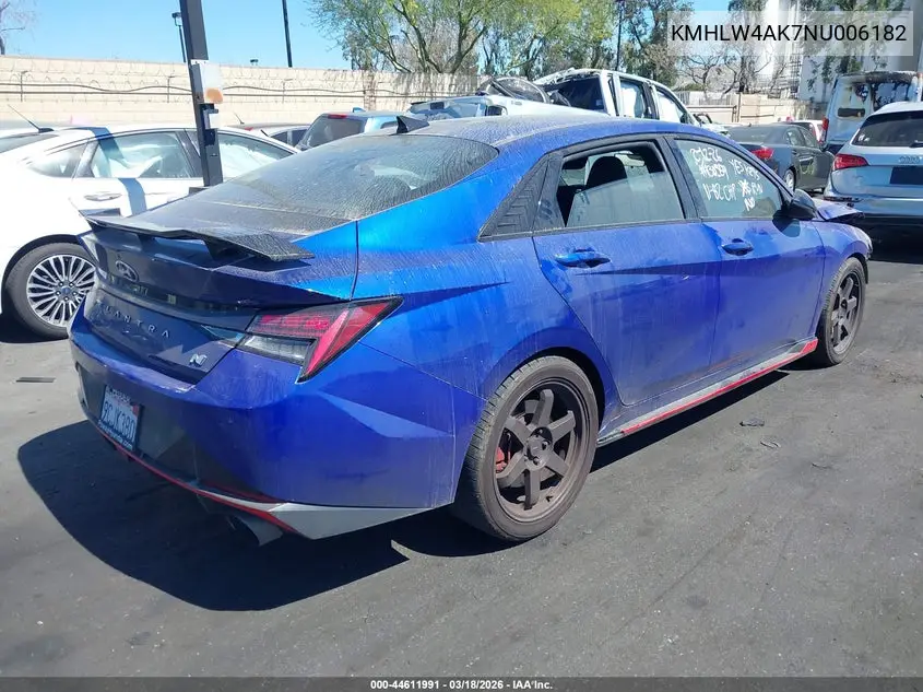 2022 Hyundai Elantra N VIN: KMHLW4AK7NU006182 Lot: 44611991