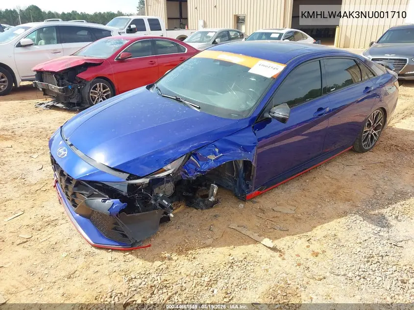 2022 Hyundai Elantra N VIN: KMHLW4AK3NU001710 Lot: 44661549