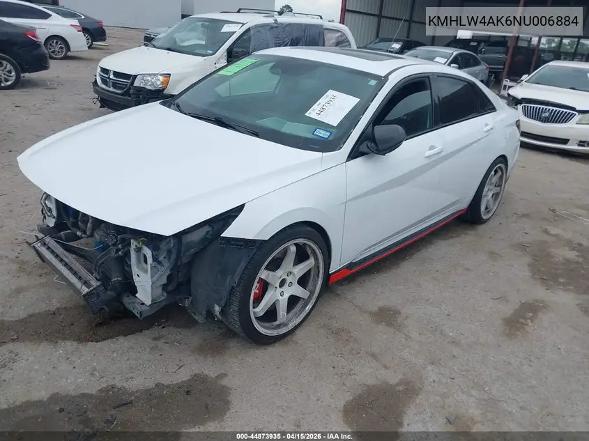2022 Hyundai Elantra N VIN: KMHLW4AK6NU006884 Lot: 44873935