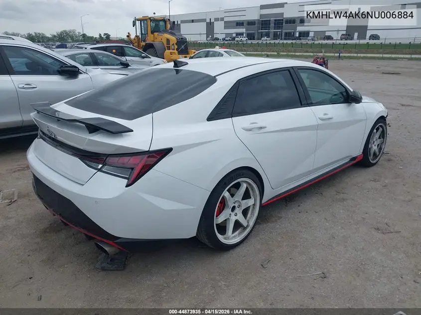 2022 Hyundai Elantra N VIN: KMHLW4AK6NU006884 Lot: 44873935