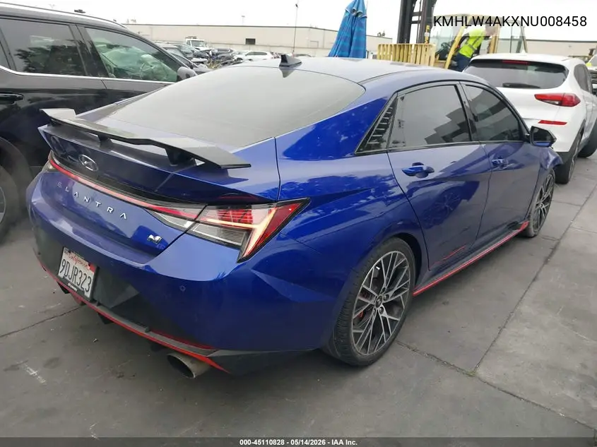 2022 Hyundai Elantra N VIN: KMHLW4AKXNU008458 Lot: 45110828