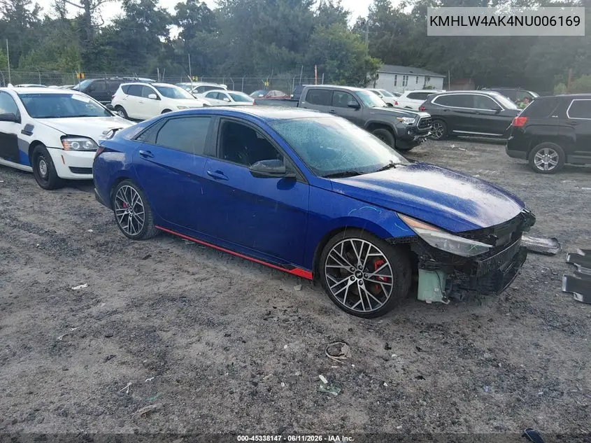 2022 Hyundai Elantra N VIN: KMHLW4AK4NU006169 Lot: 45338147