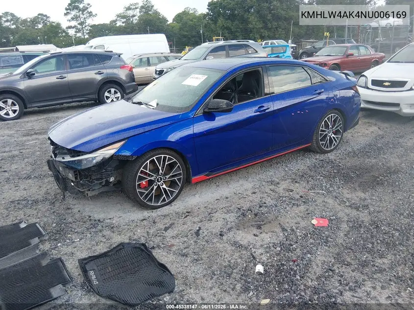2022 Hyundai Elantra N VIN: KMHLW4AK4NU006169 Lot: 45338147
