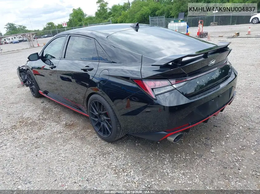 2022 Hyundai Elantra N VIN: KMHLW4AK9NU004837 Lot: 45375203