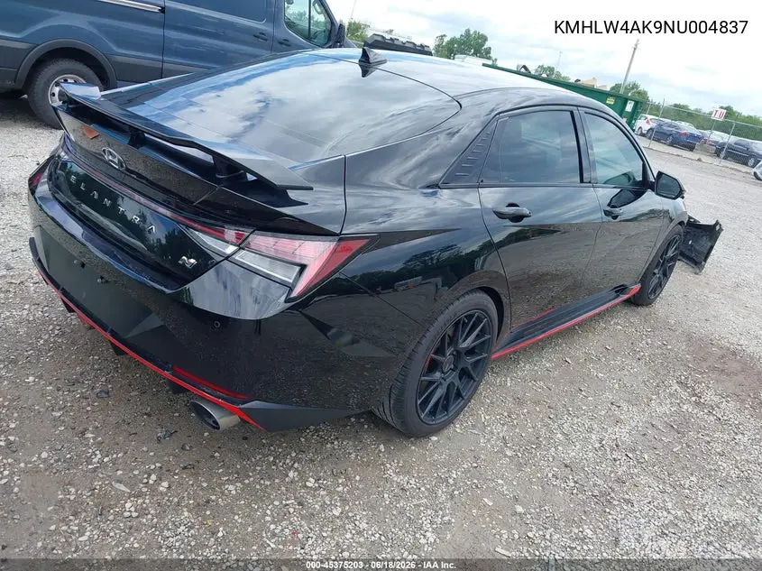 2022 Hyundai Elantra N VIN: KMHLW4AK9NU004837 Lot: 45375203