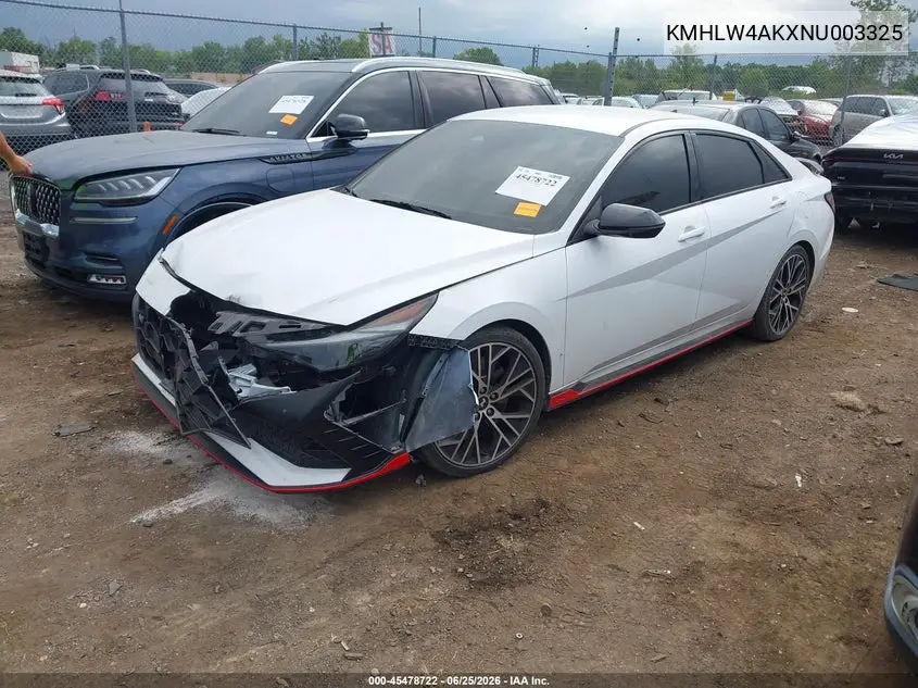 2022 Hyundai Elantra N VIN: KMHLW4AKXNU003325 Lot: 45478722