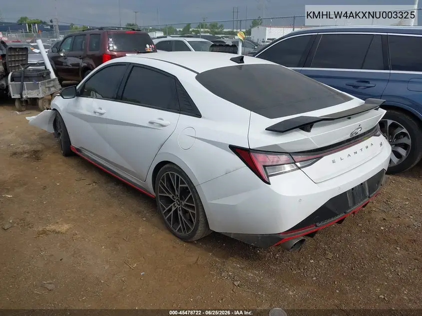2022 Hyundai Elantra N VIN: KMHLW4AKXNU003325 Lot: 45478722