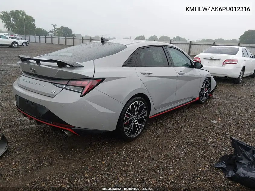 2023 Hyundai Elantra N VIN: KMHLW4AK6PU012316 Lot: 45060851