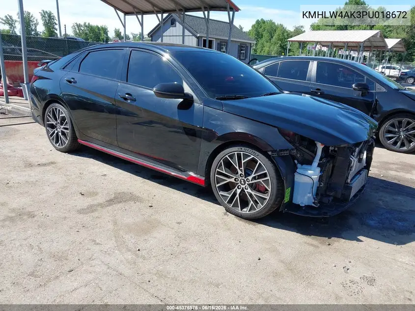 2023 Hyundai Elantra N VIN: KMHLW4AK3PU018672 Lot: 45376576