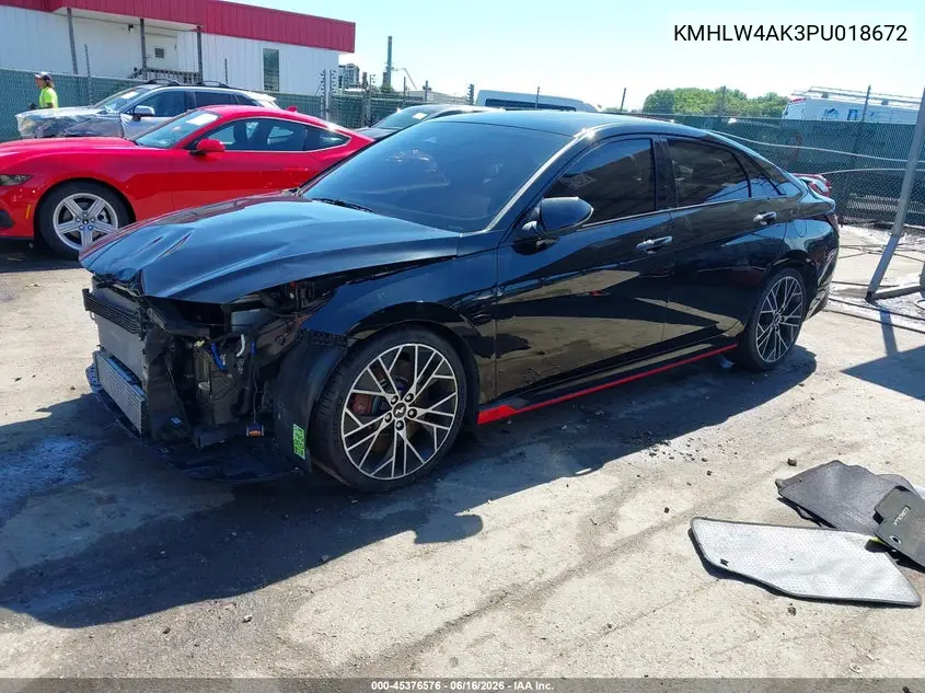 2023 Hyundai Elantra N VIN: KMHLW4AK3PU018672 Lot: 45376576