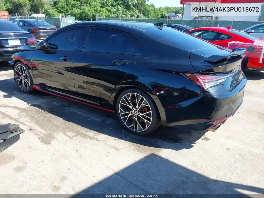 2023 Hyundai Elantra N VIN: KMHLW4AK3PU018672 Lot: 45376576
