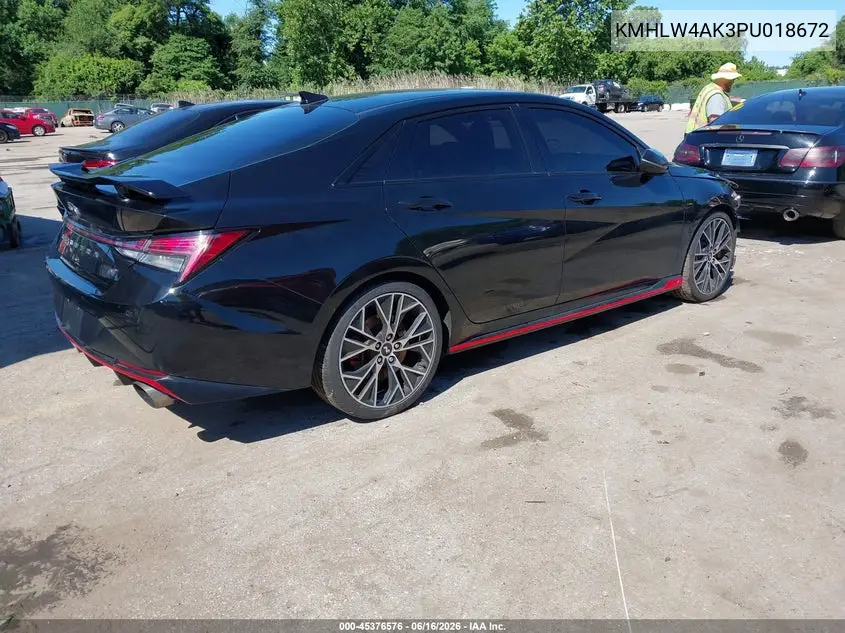 2023 Hyundai Elantra N VIN: KMHLW4AK3PU018672 Lot: 45376576