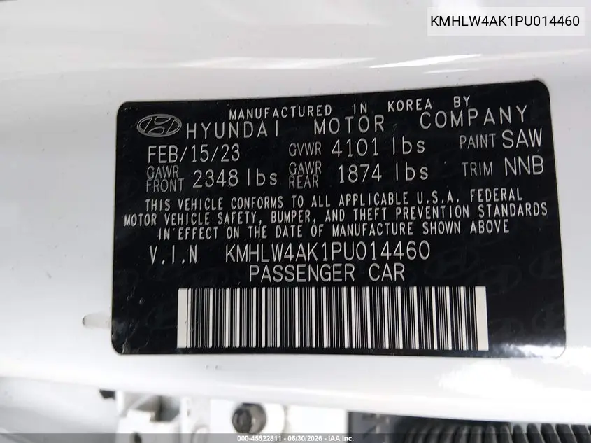 2023 Hyundai Elantra N VIN: KMHLW4AK1PU014460 Lot: 45522811