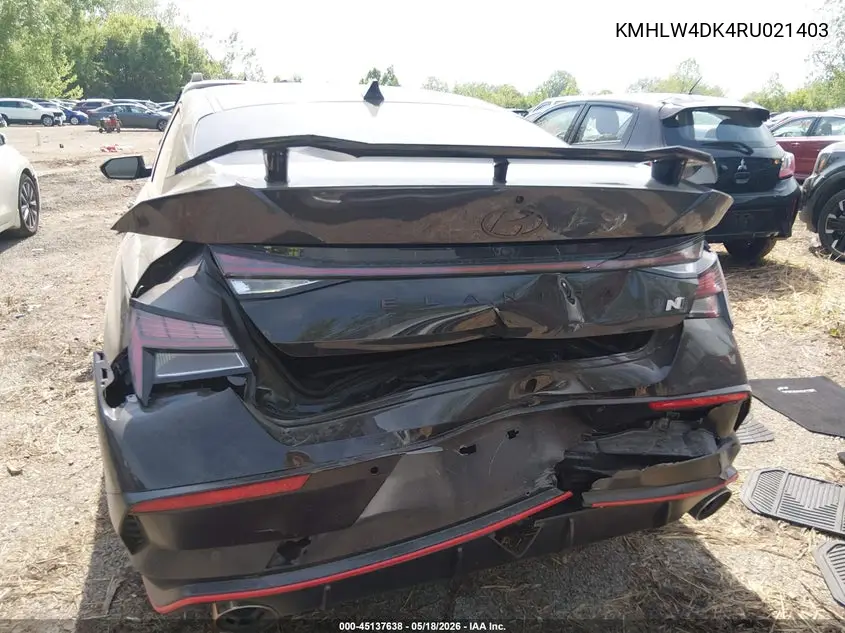 2024 Hyundai Elantra N VIN: KMHLW4DK4RU021403 Lot: 45137638