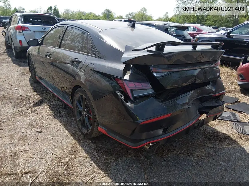 2024 Hyundai Elantra N VIN: KMHLW4DK4RU021403 Lot: 45137638