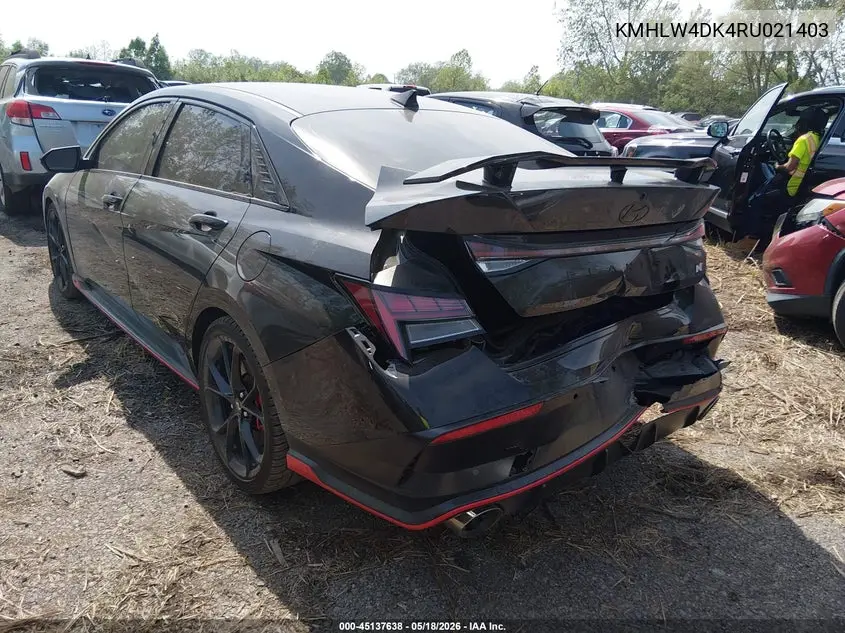 2024 Hyundai Elantra N VIN: KMHLW4DK4RU021403 Lot: 45137638