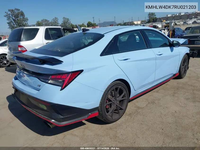 2024 Hyundai Elantra N VIN: KMHLW4DK7RU021203 Lot: 45630321