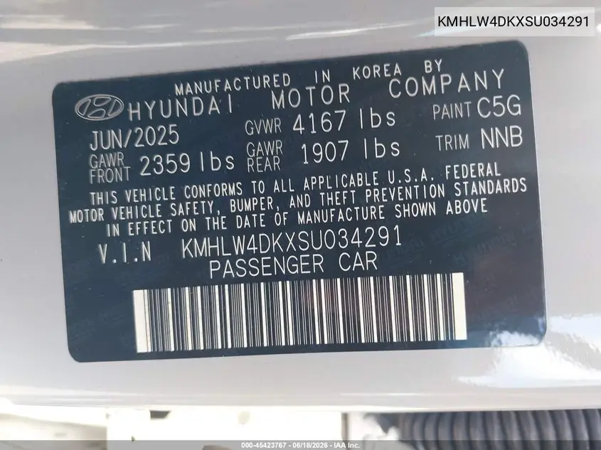 2025 Hyundai Elantra N VIN: KMHLW4DKXSU034291 Lot: 45423767