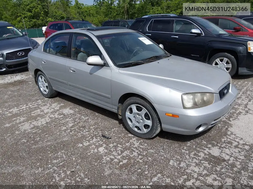 2001 Hyundai Elantra Gls VIN: KMHDN45D31U248366 Lot: 45165473