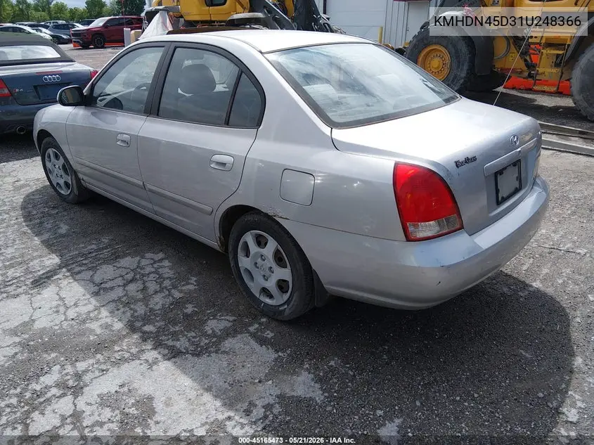 2001 Hyundai Elantra Gls VIN: KMHDN45D31U248366 Lot: 45165473