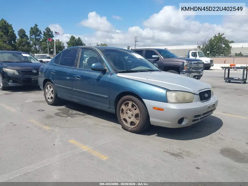 2002 Hyundai Elantra Gls VIN: KMHDN45D22U402549 Lot: 45224096