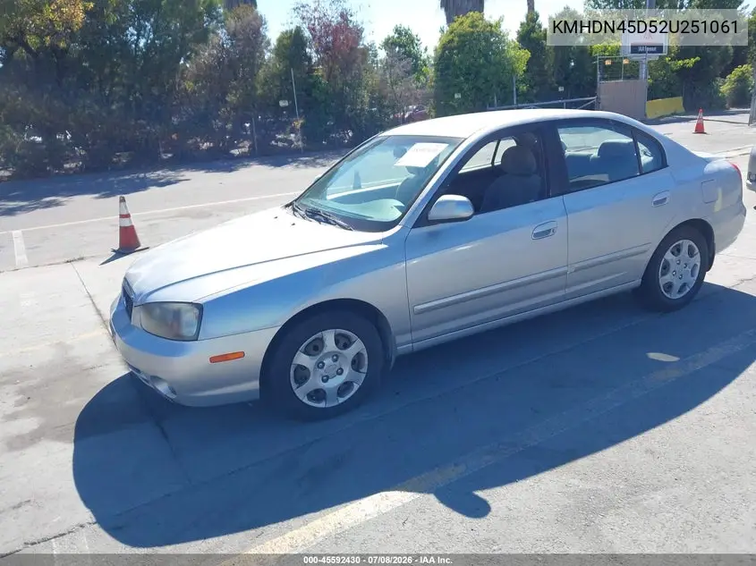 2002 Hyundai Elantra Gls VIN: KMHDN45D52U251061 Lot: 45592430