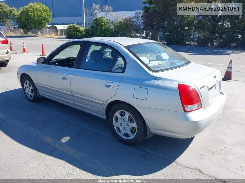 2002 Hyundai Elantra Gls VIN: KMHDN45D52U251061 Lot: 45592430